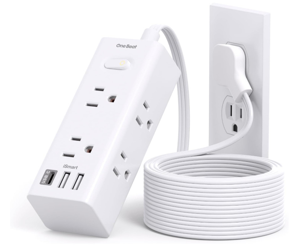 10Ft Extension Cord with Multiple Outlets, Flat Plug Power Strip Surge Protector gallery