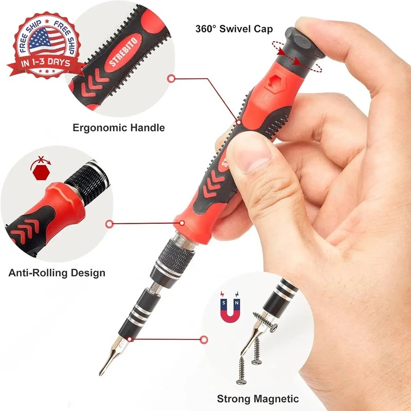 STREBITO Precision Screwdriver Set 124-Piece Electronics Tool Kit with 101 Bits gallery
