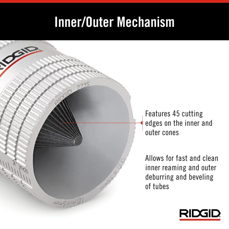 RIDGID 29983 Model 223S Inner/Outer Tubing and Pipe Reamer for Small, Chrome gallery