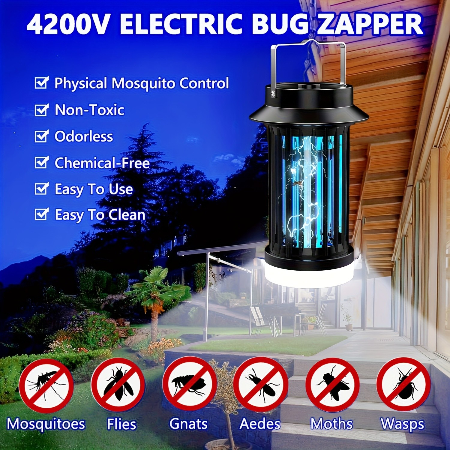 Bug Zapper 4200V Electronic Mosquito Zapper for Outdoor and Indoor LED Light gallery