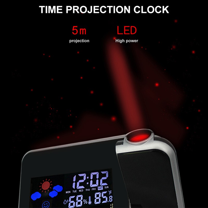 LED Projection Alarm Clock Digital Clock Projector Temperature Display Snooze~ gallery