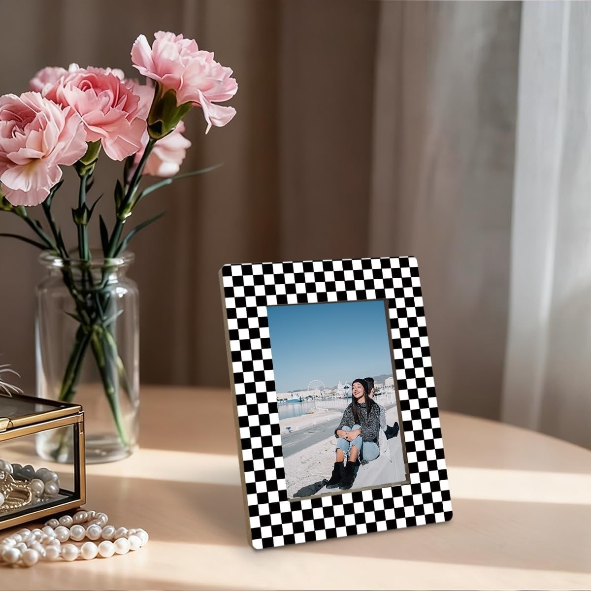 Black and White Checkered Picture Frame, Modern Geometric Pattern gallery