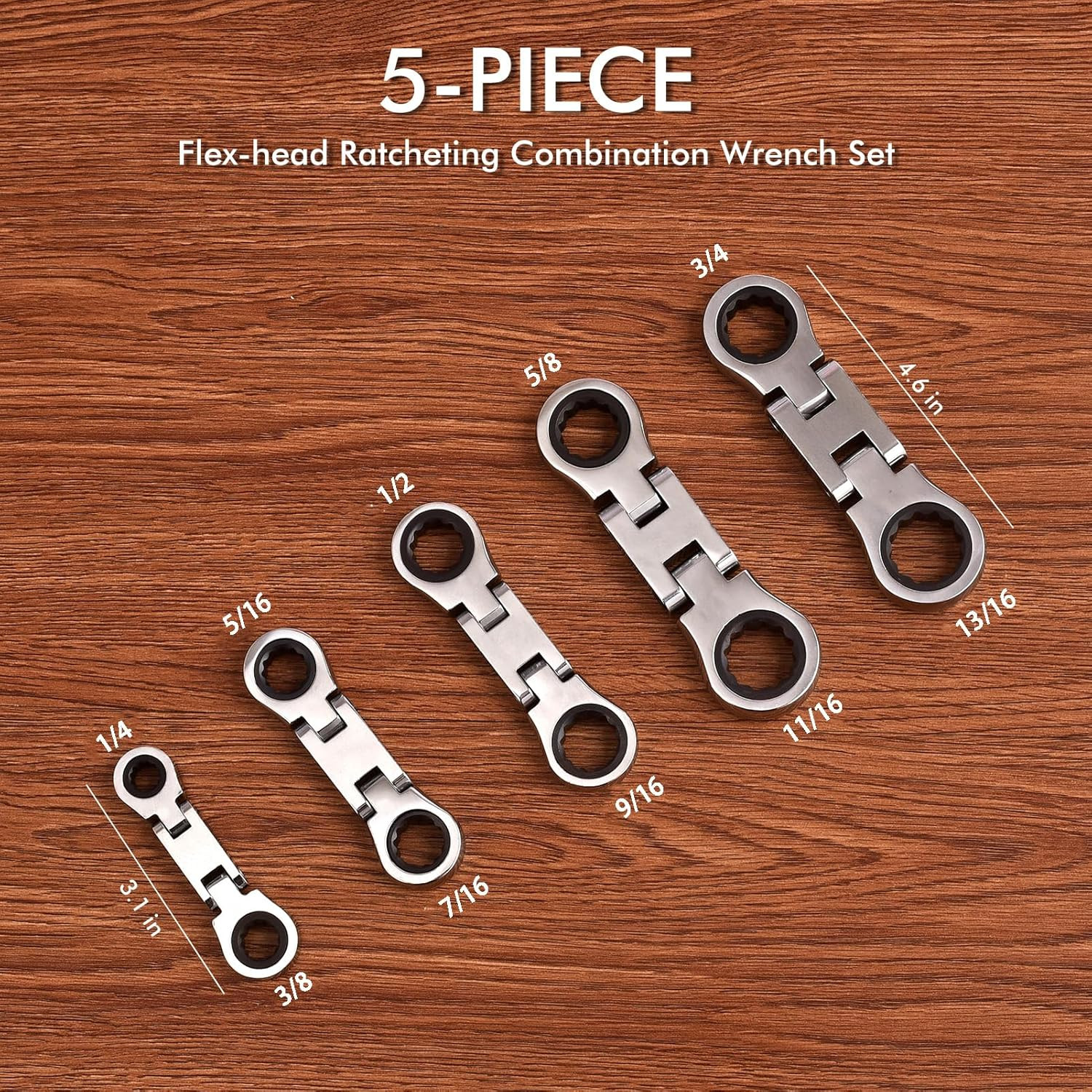 Stubby Wrenches Set, Flex Head Ratcheting Wrench Set Double Box End Ratchet Wren gallery