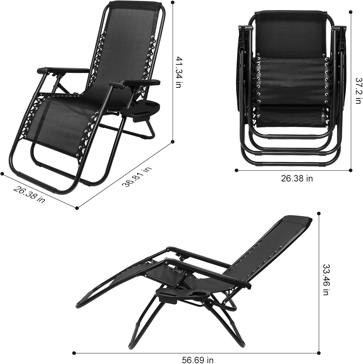SZHLUX 1 PCS Adjustable Steel Mesh Zero Gravity Lounge Chair Recliners W/Pillows gallery