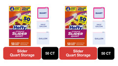 Hefty Slider Kitchen Storage Bags, Quart Size, 50 Count, pack of 2