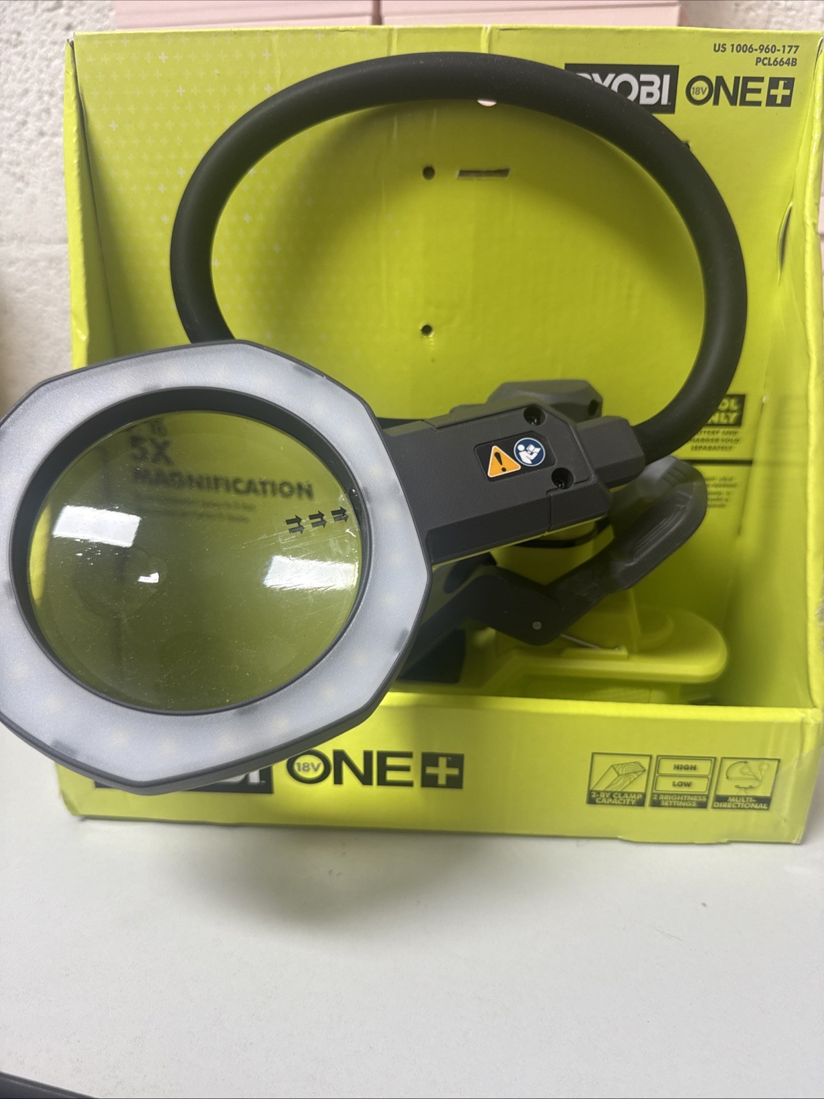 RYOBI Magnifying Clamp Light 18V LED Flexible Neck Rotating Base PCL664B PCL664 gallery