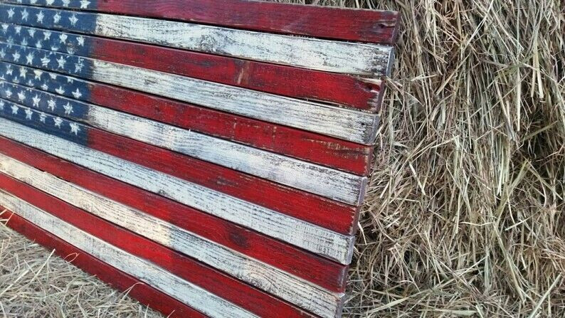 Rustic pallet Natural Solid Wooden Handmade American Flag, Pallet Hand Painted gallery