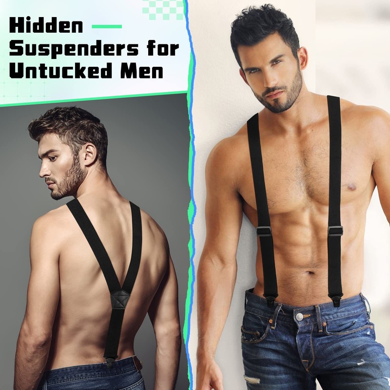 Jiuguva Men Hidden Undershirt Suspender Under Clothing One Size, Black gallery