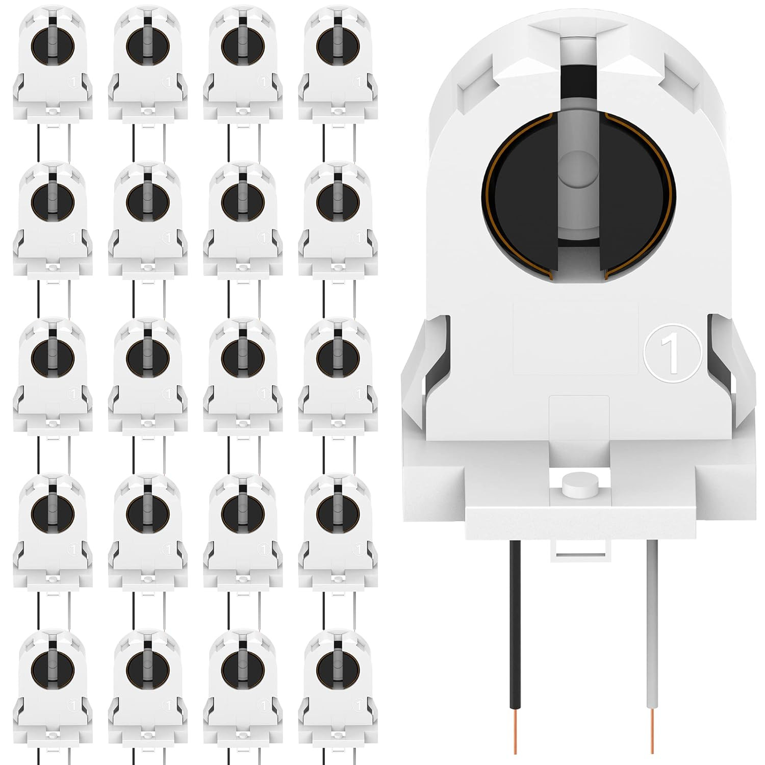 20-Pack JACKYLED Screw Type T8 Lamp Holder with Wires UL Non-Shunted Tombstone L gallery