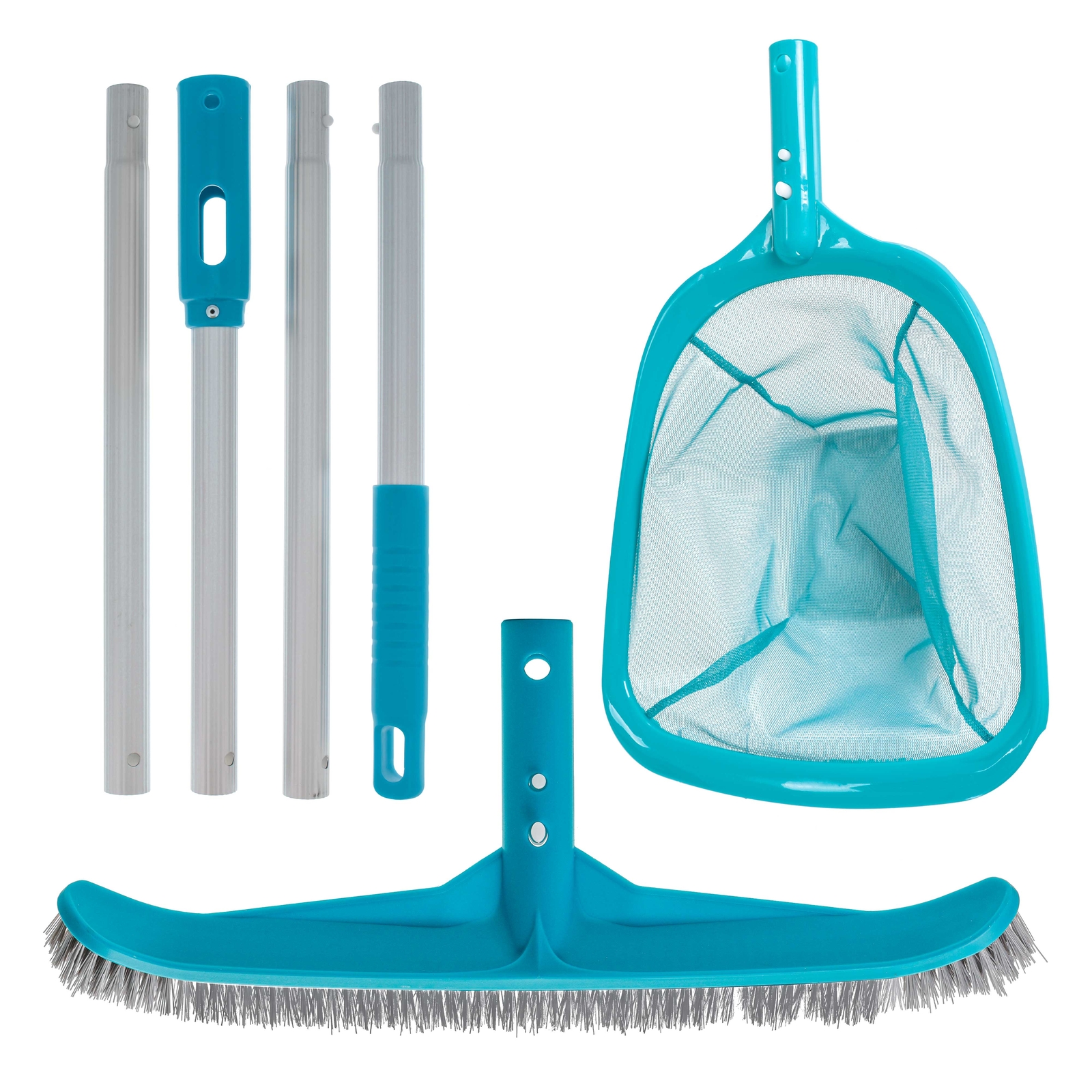 Pool Maintenance Kit with Leaf Skimmer Net, Brush & Adjustable Telescopic Pole gallery