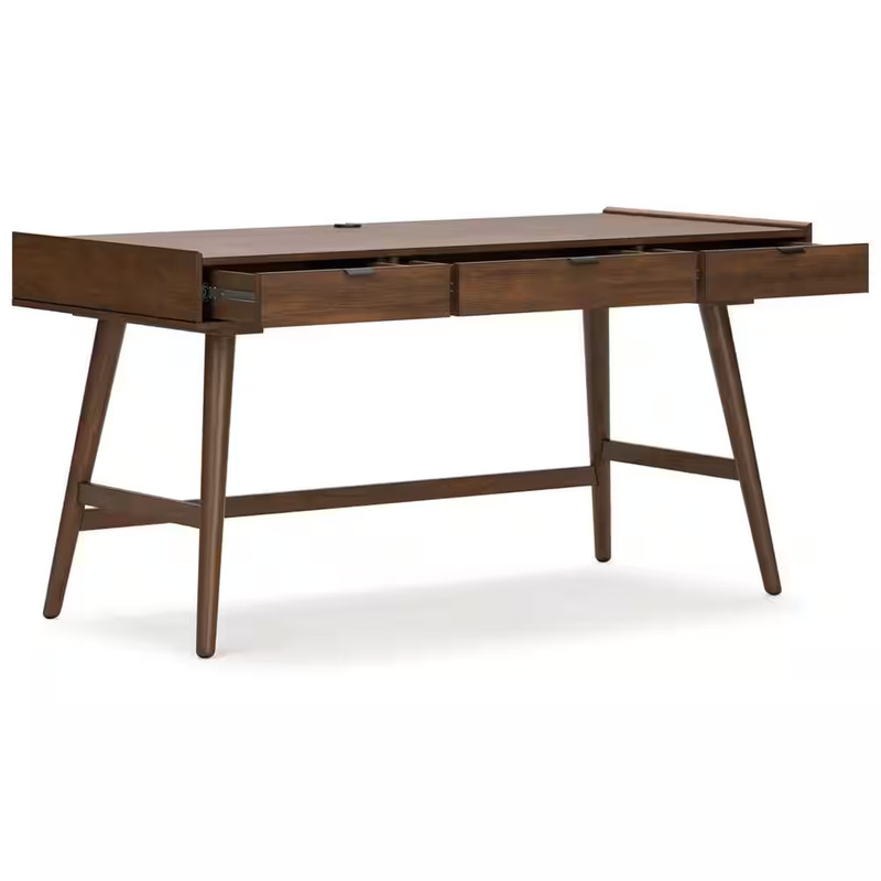 Lyncott 60 In. Rectangular Brown Wood Desk with 3 Drawer gallery