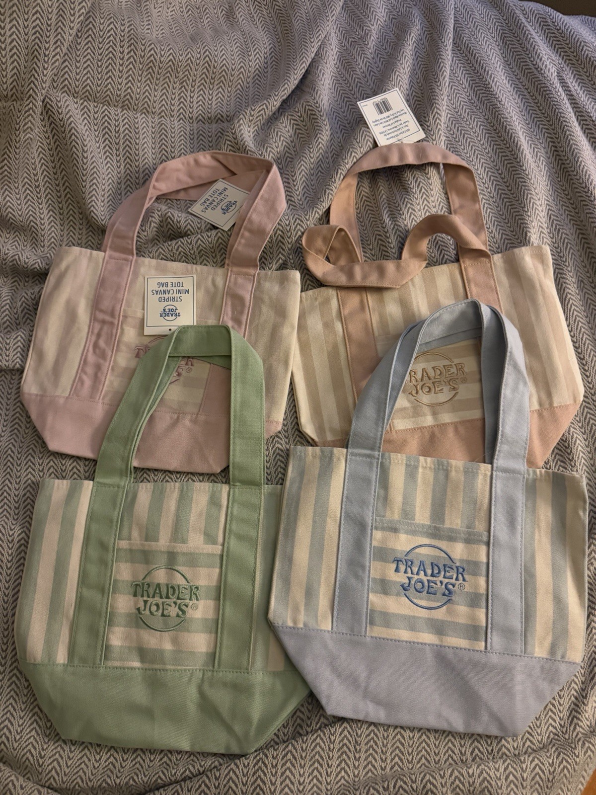 Trader Joe’s Mini Striped Canvas Tote Bag Bundle of 4 Summer 2026 New With Tags gallery