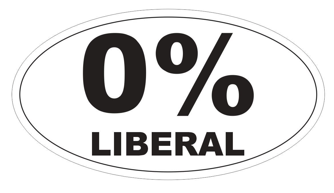 0% Liberal Sticker Oval Bumper Sticker or Helmet Sticker D3814 Anti Liberal gallery