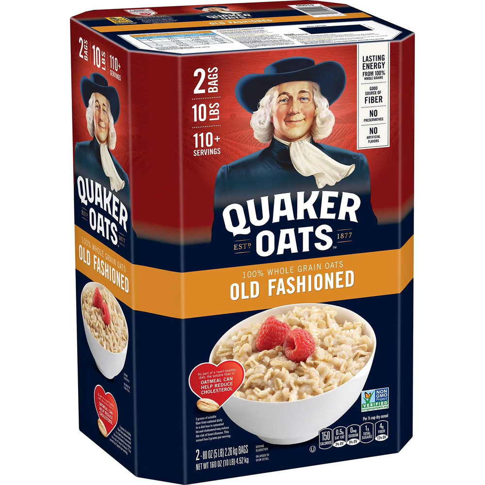 Quaker Old Fashioned Oats Oatmeal - Total 10 lbs - Non-GMO, 100% Whole Grain Oat