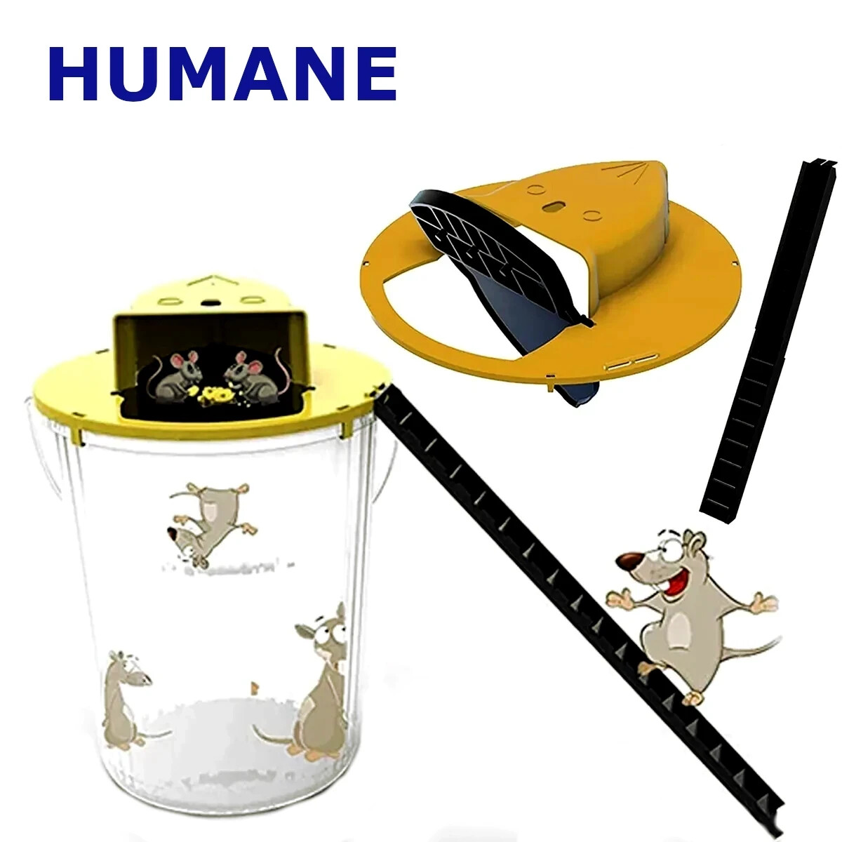 HUMANE Mouse-Rat-Rodent Trap "Flip & Slide" 5 Gallon Bucket Lid Multi Catcher gallery