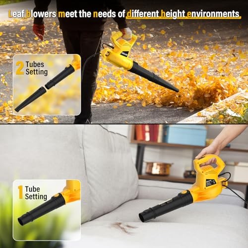 Electric Leaf Blower Corded, 7-AMP Leaf Blowers, 155MPH/350CFM Small Yellow gallery