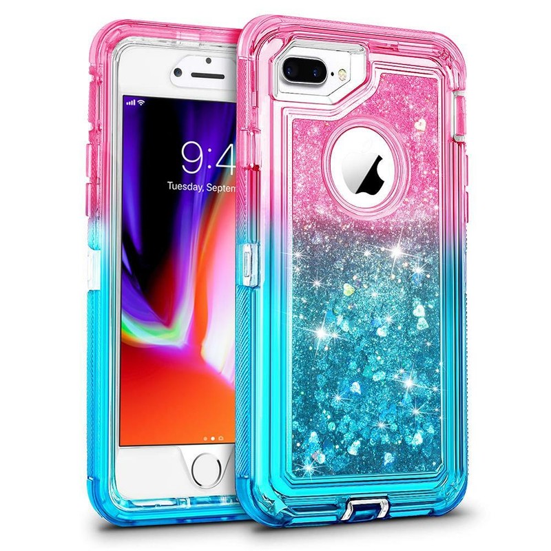 Cute Gradient Glitter Liquid Case Cover For iPhone 8 7 6 PLUS Fits Otterbox Clip gallery