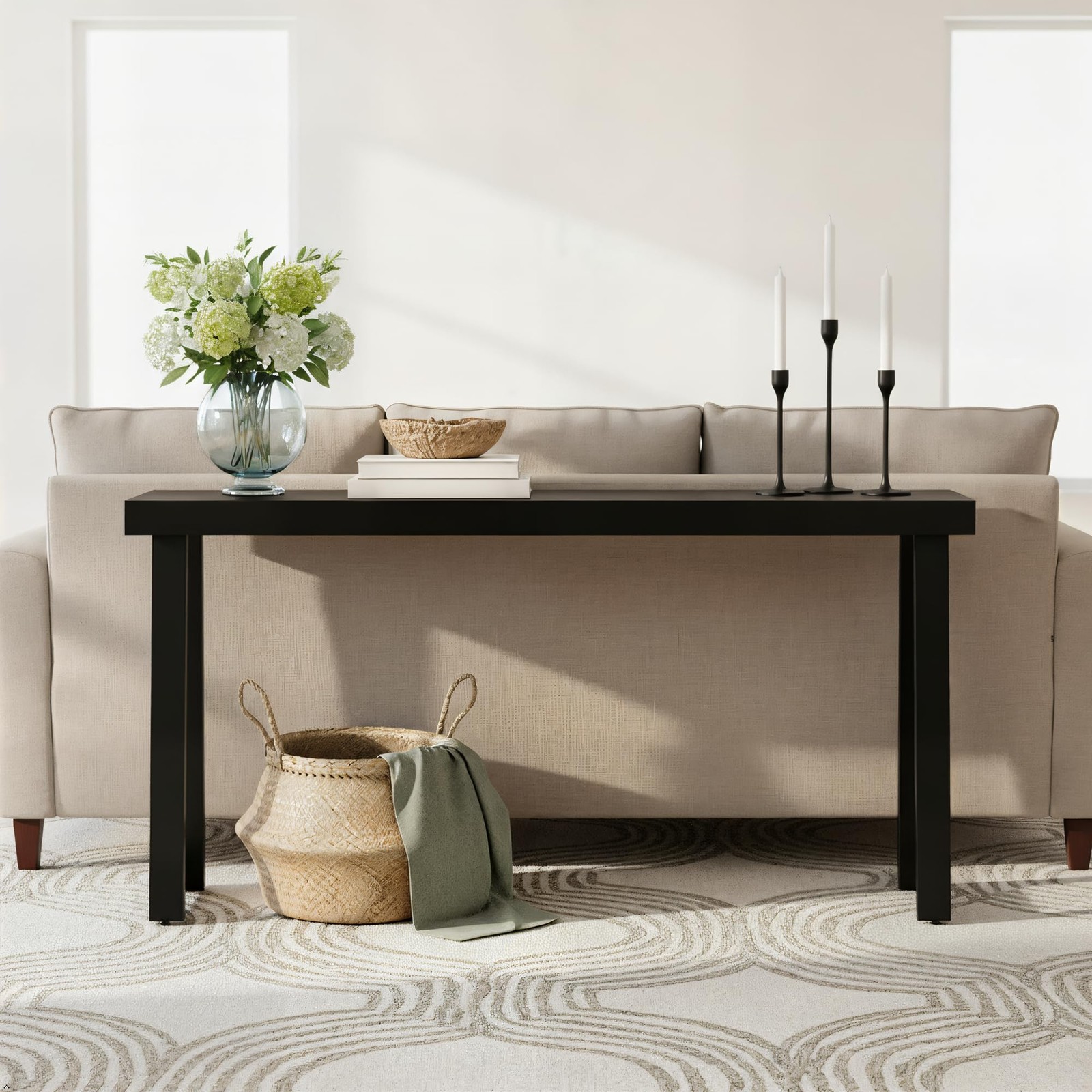 Modern Solid Wood Console Table, 66 Inch, Sofa Table, Narrow Entryway Table for gallery