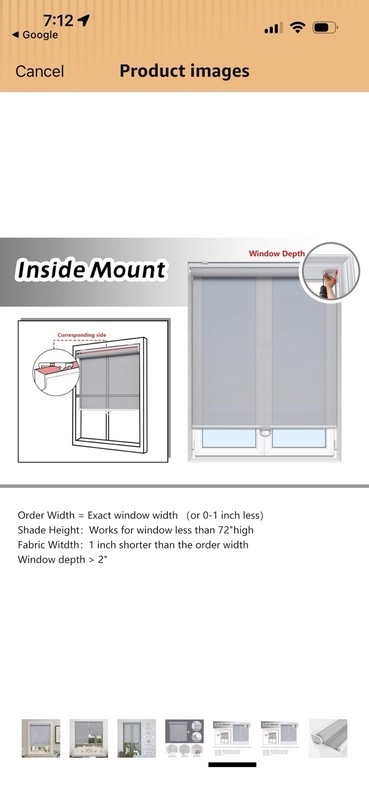 Cordless Roller Shades Light Filtering with 5% Openness 30" W x 72" H (Grey) gallery