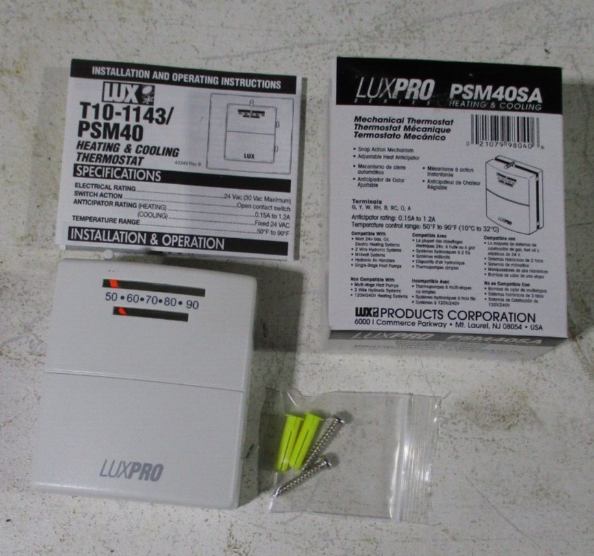 LuxPro Series Mechanical Heating Cooling Home Thermostat PSM40 New FREE SHIPPING gallery