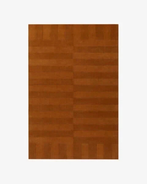 Nordic Knots Design Rug Hand Tufted Burnt Orange wool and High Low Pile Area Rug gallery