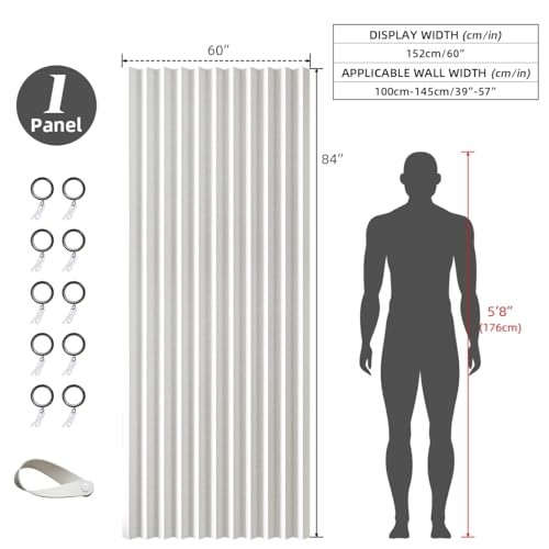 Cortinas opacas plegables plisadas extra anchas 60"W x 84"L (Pack of 1) White gallery