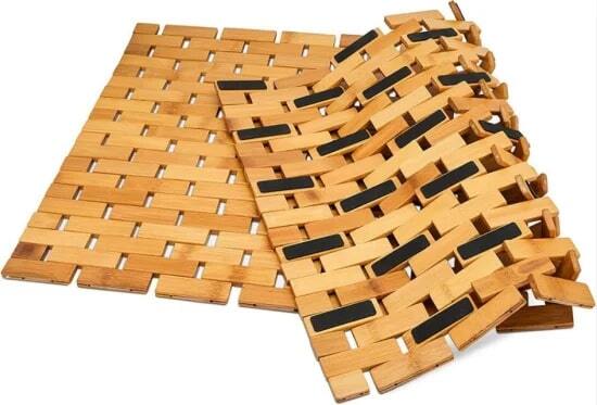 Natural Bamboo Non-Slip Waterproof Bathmat Shower Mat Kitchen 24.5" x 15.75" gallery