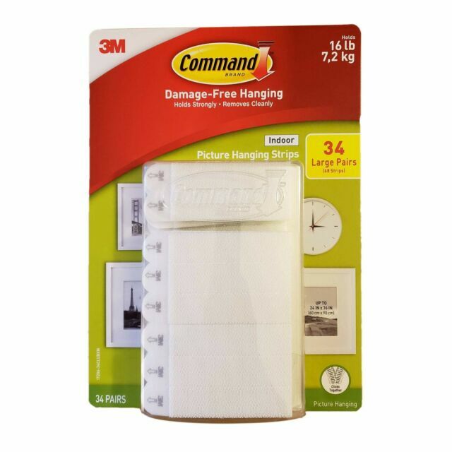 3M Command Picture Hanging Strips 34 Pairs 68 Large Strips Hold 16 lbs gallery