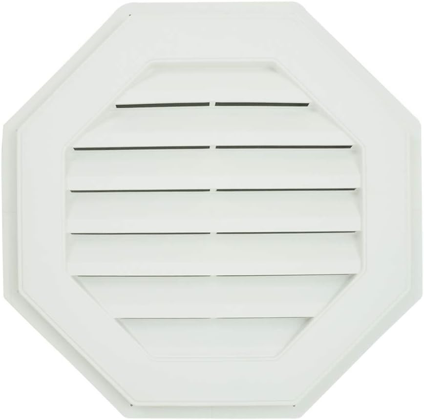 22" Octagon Functional Gable Vent with Screen - 2 Piece Construction - White gallery