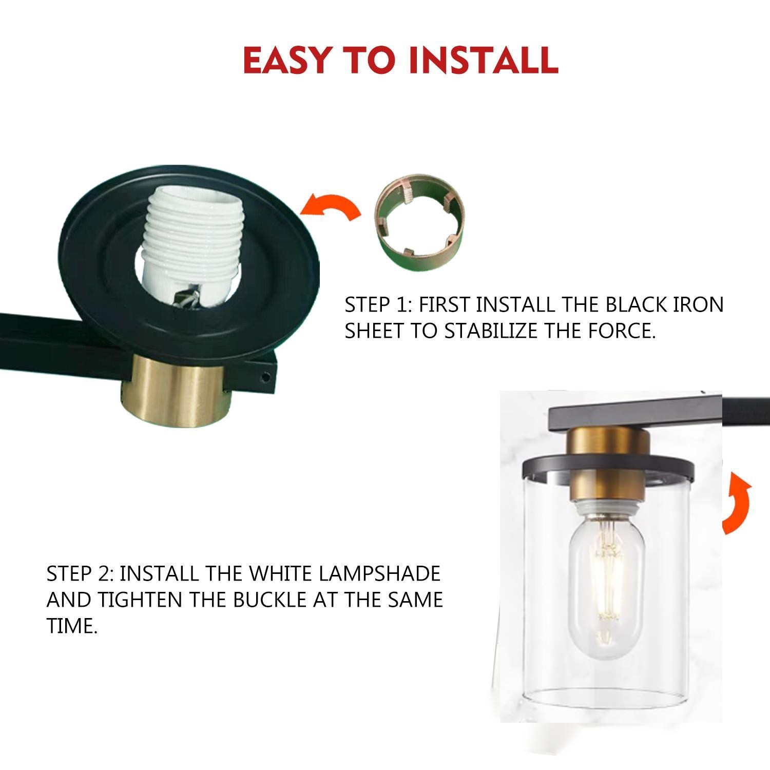 3 Light Bathroom Vanity Light Over Mirror, Modern Wall Sconce with Glass Shade gallery