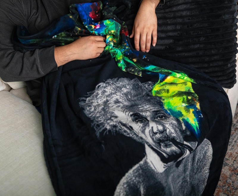 Albert Einstein Smoke Galaxy Lightweight Fleece Throw Blanket | 45 x 60 Inches gallery