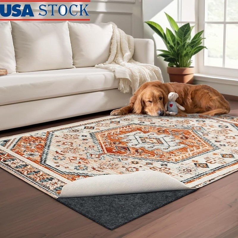 100 Waterproof Non Skid Rug Pad Thick Felt TPR Cushion Carpet Protection New gallery
