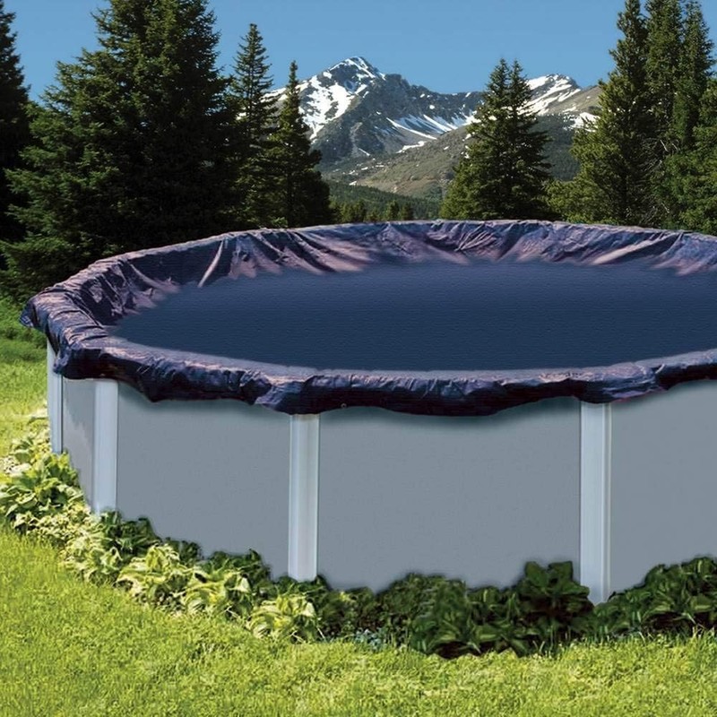 24ft Round Above Ground Pool Leaf Net Cover with Cable and Ratchet Black gallery