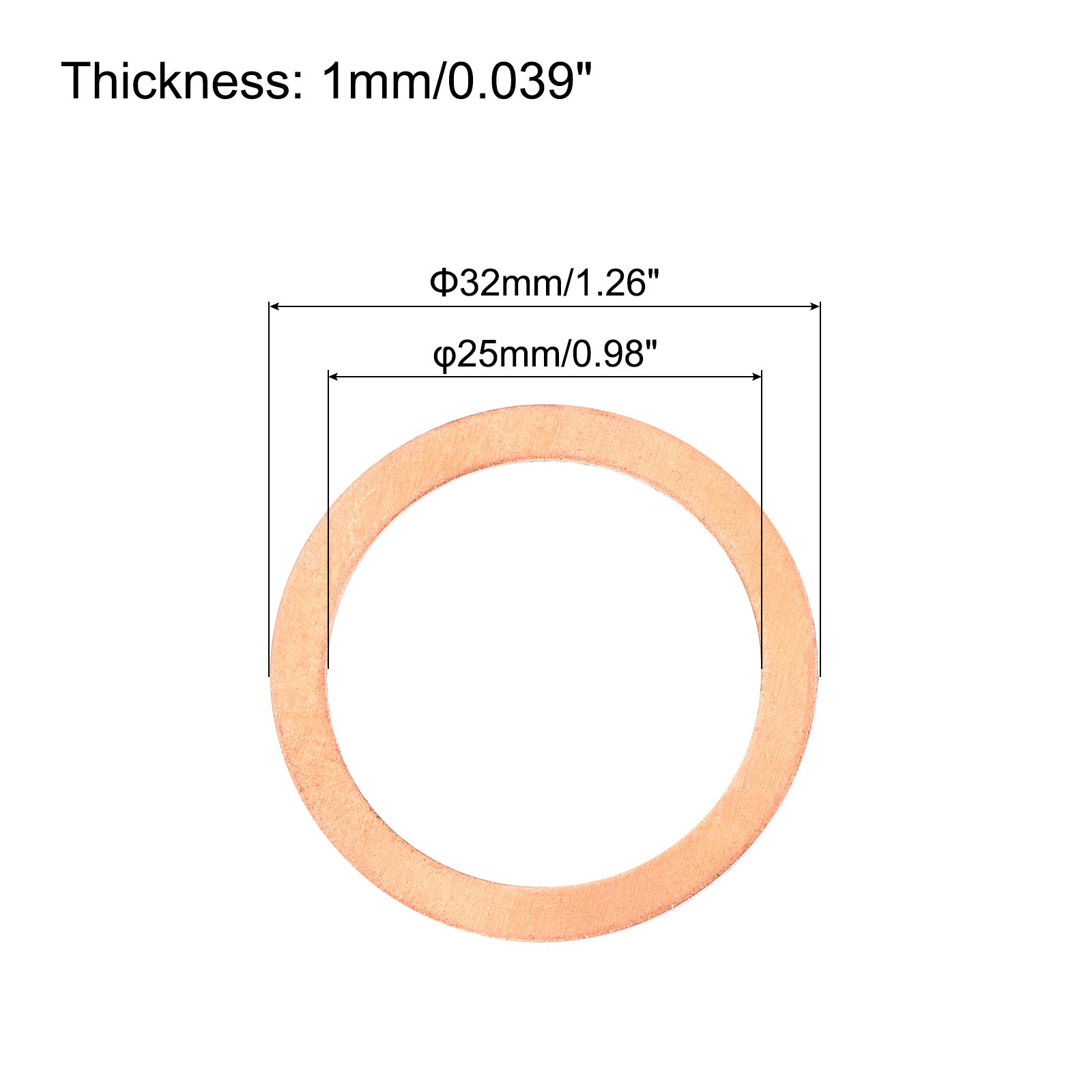 12 Pcs Flat Copper Washers 25x32x1mm Copper Flat Sealing Ring Washers gallery
