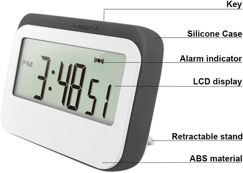 Digital Kitchen Timer 12/24 Hours Alarm Clock with Magnetic Back and Retractable gallery