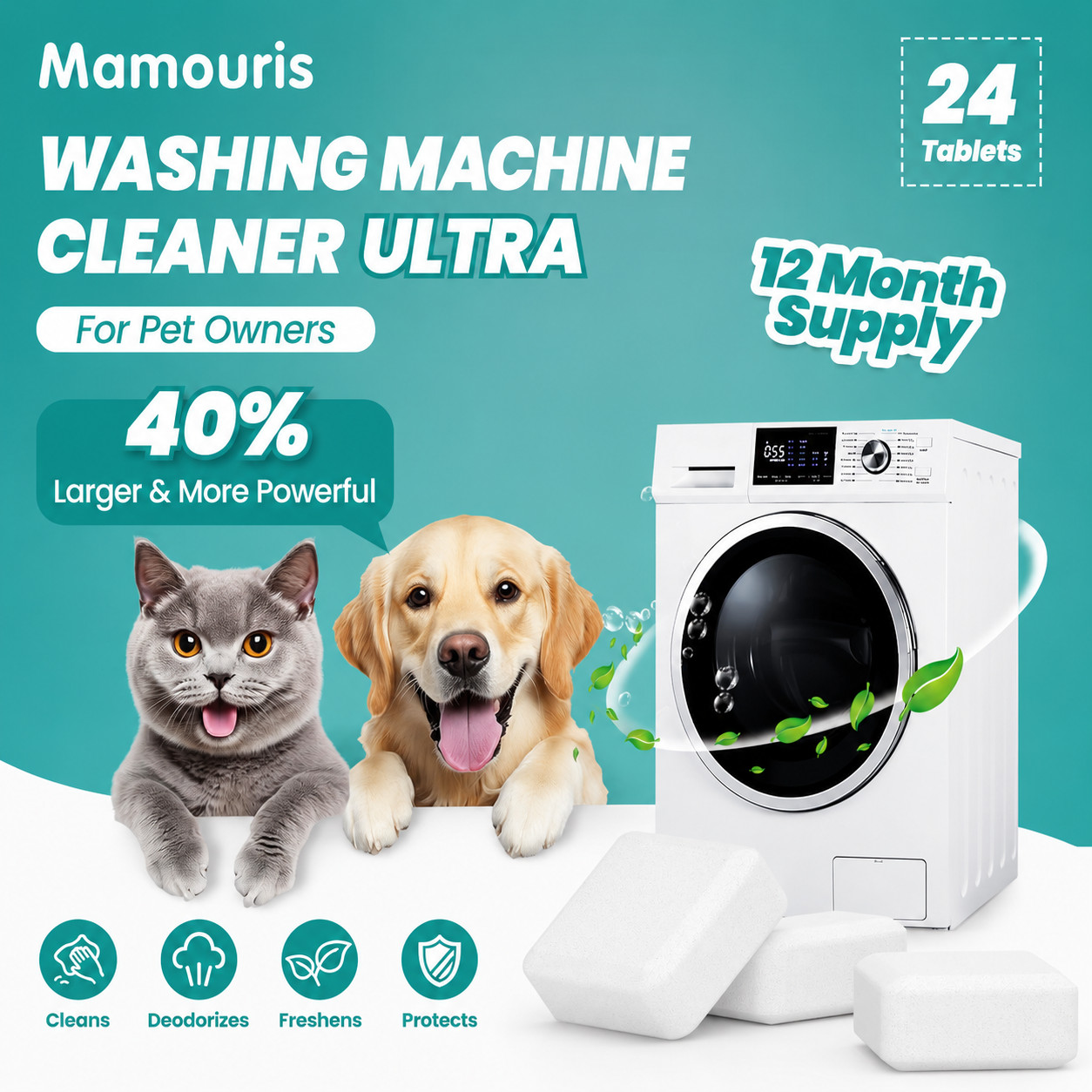 Uproot Clean Washing Machine Cleaner Tablets - 24 Pack for a 12 Month Supply. Fo gallery