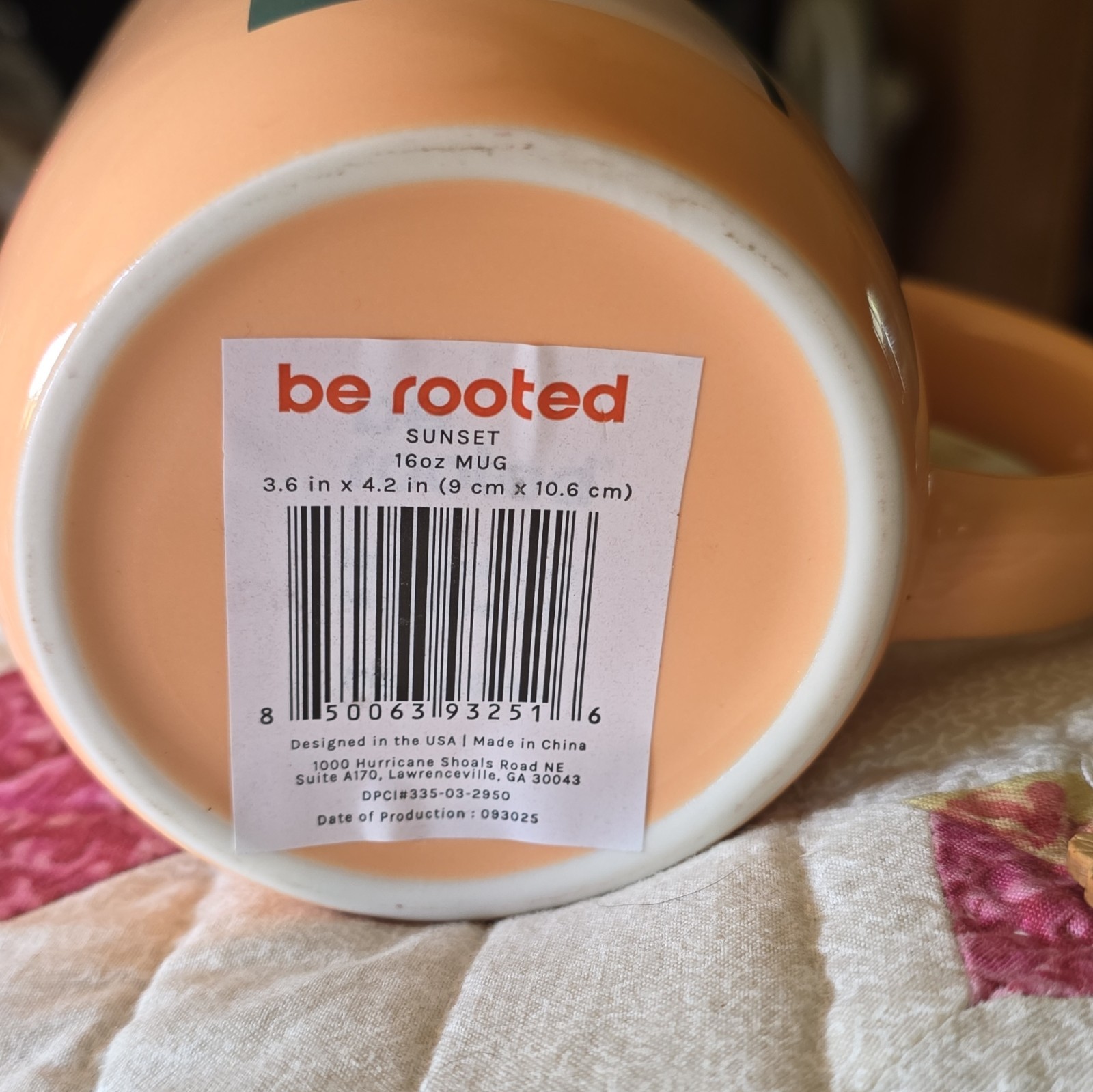 Be Rooted Sunset 16 oz Peach Ceramic Coffee Mug, Decorated Abstract, Round gallery
