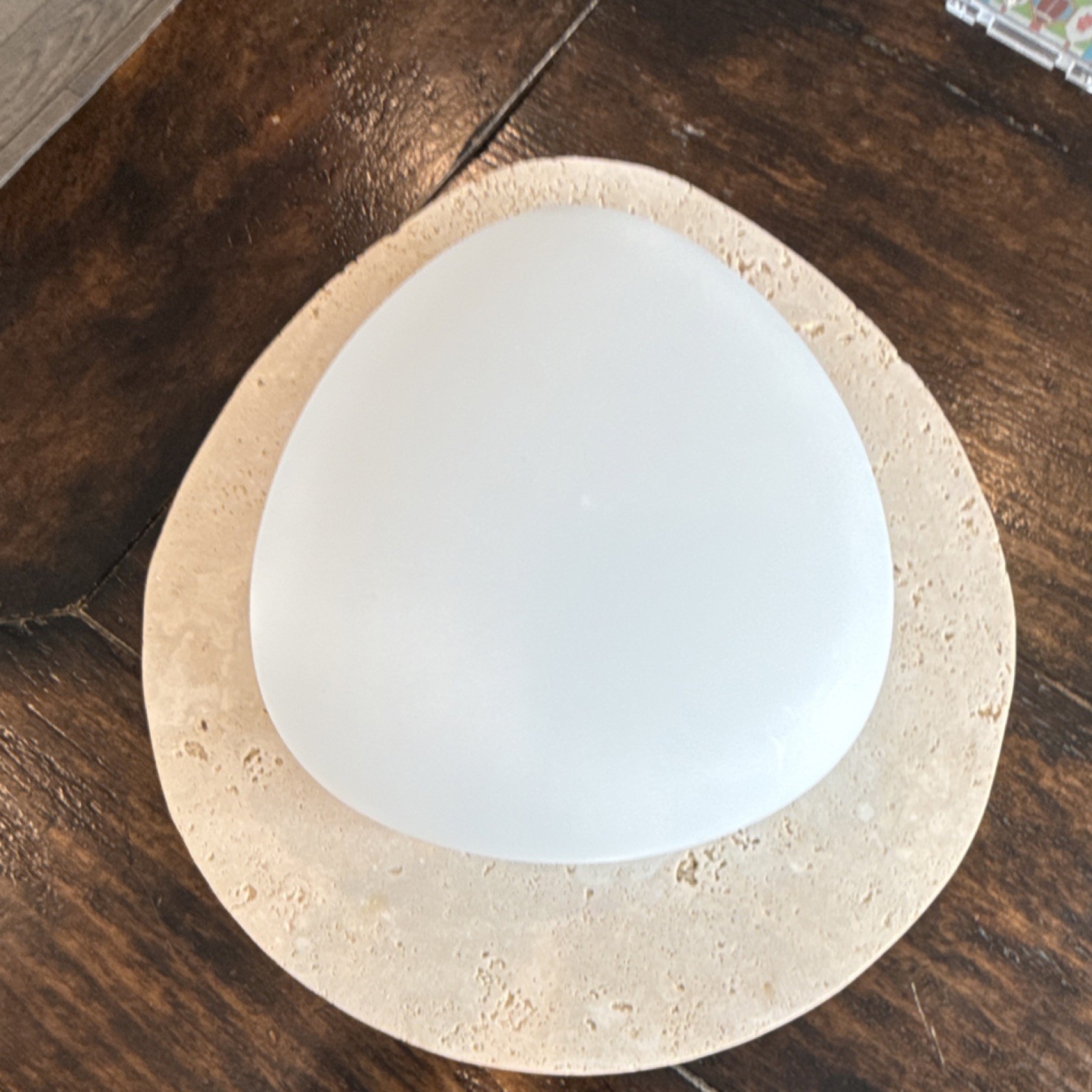 Wabi Sabi Flush Mount LED Ceiling Light Travertine Stone Look gallery