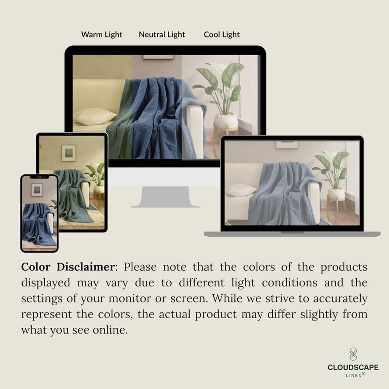 CLOUDSCAPE 4-Layer Cotton Muslin Blanket - Queen Size Ensign Blue gallery