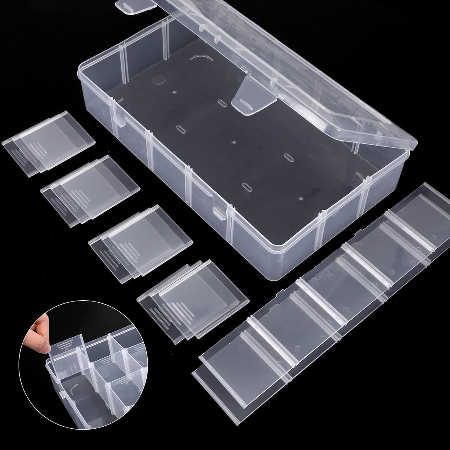 Clear Plastic Storage Organizer Box 15 Compartments Removable Dividers 3 Pack gallery