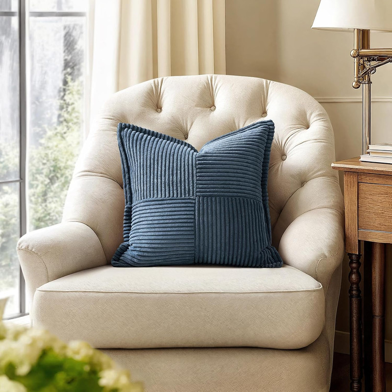Decorative Throw Pillow Covers for Couch Bed Livingroom 20x20 Inch Set of 2 Blue gallery