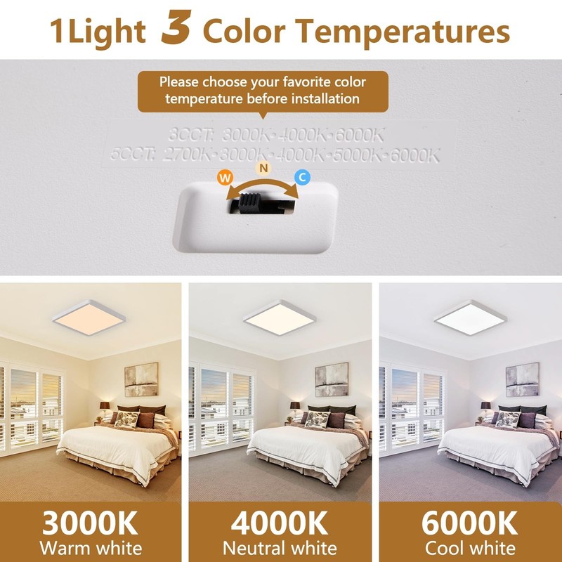 12 Inch Square LED Flush Mount Ceiling Light, 30W, 3000LM Square Light Fixtur... gallery