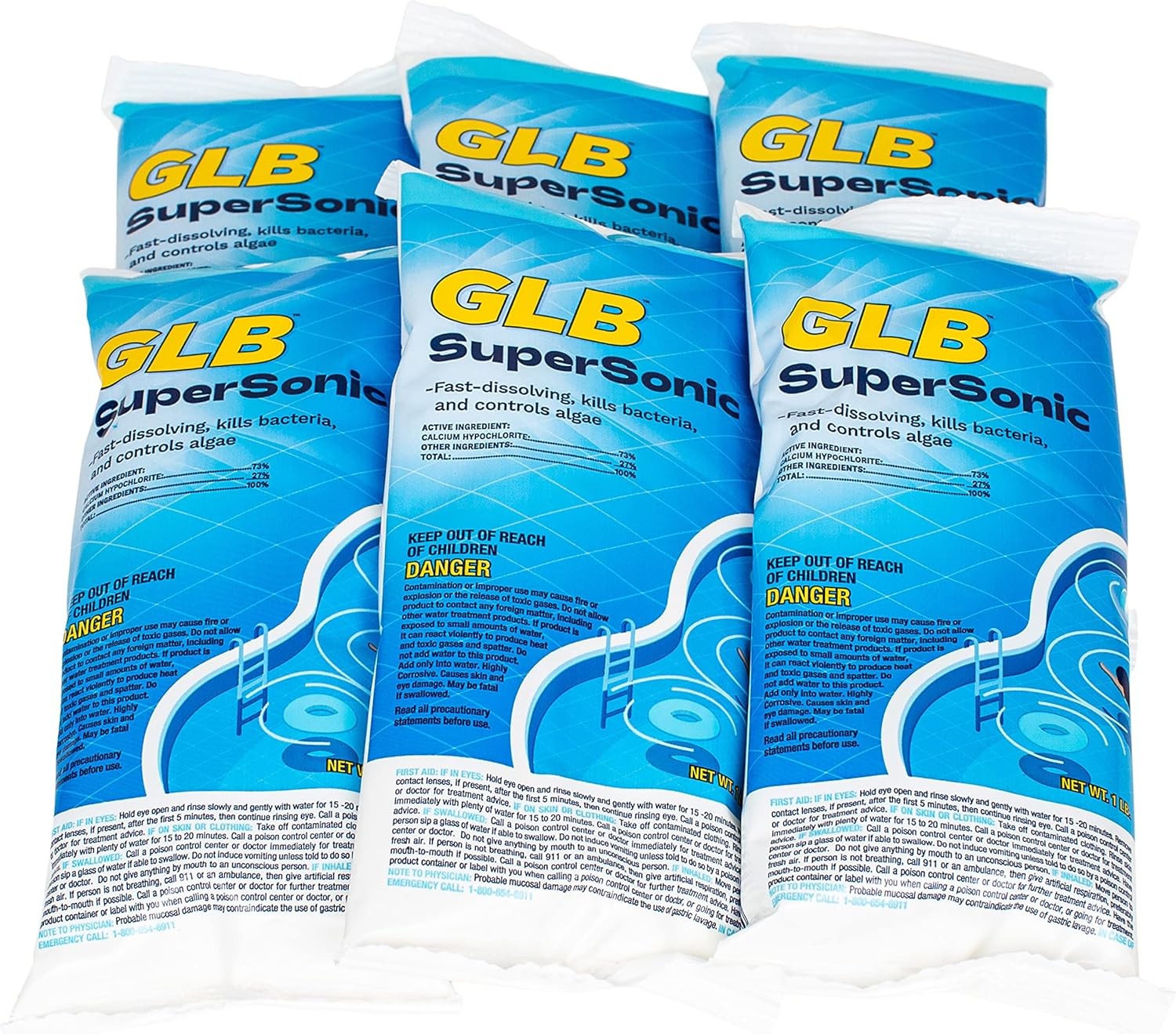 GLB SuperSonic Pool Shock 1 lb 6 Pack Calcium Hypochlorite Shock gallery