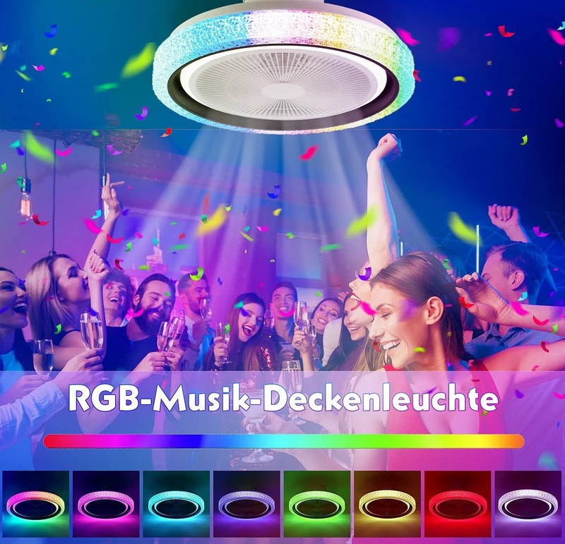 42'' RGB LED Ceiling Fan Light Dimmable Adjustable Wind Speeds w/ Music Speaker gallery