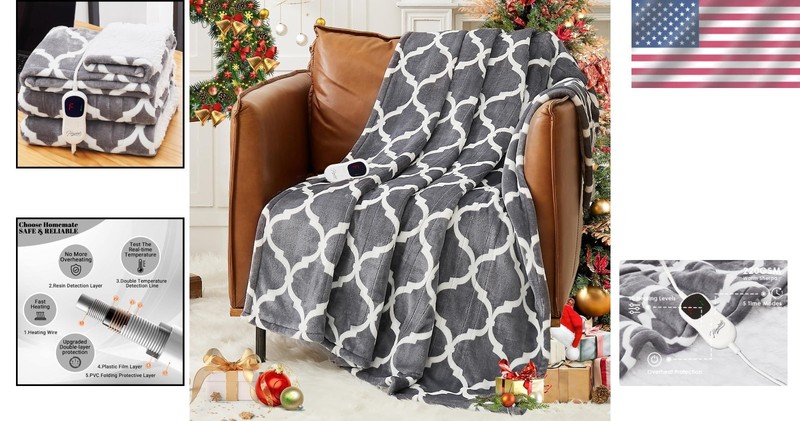 Cozy Heated Electric Blanket Throw - 50"x60" with 10 Heat Levels & Auto Shut Off gallery
