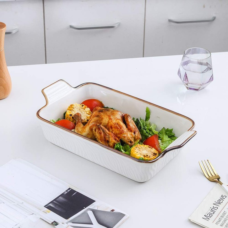 KOOV Bakeware Set, Ceramic Baking Dish 13"L x 9"W x 2.7"H, Pure White gallery