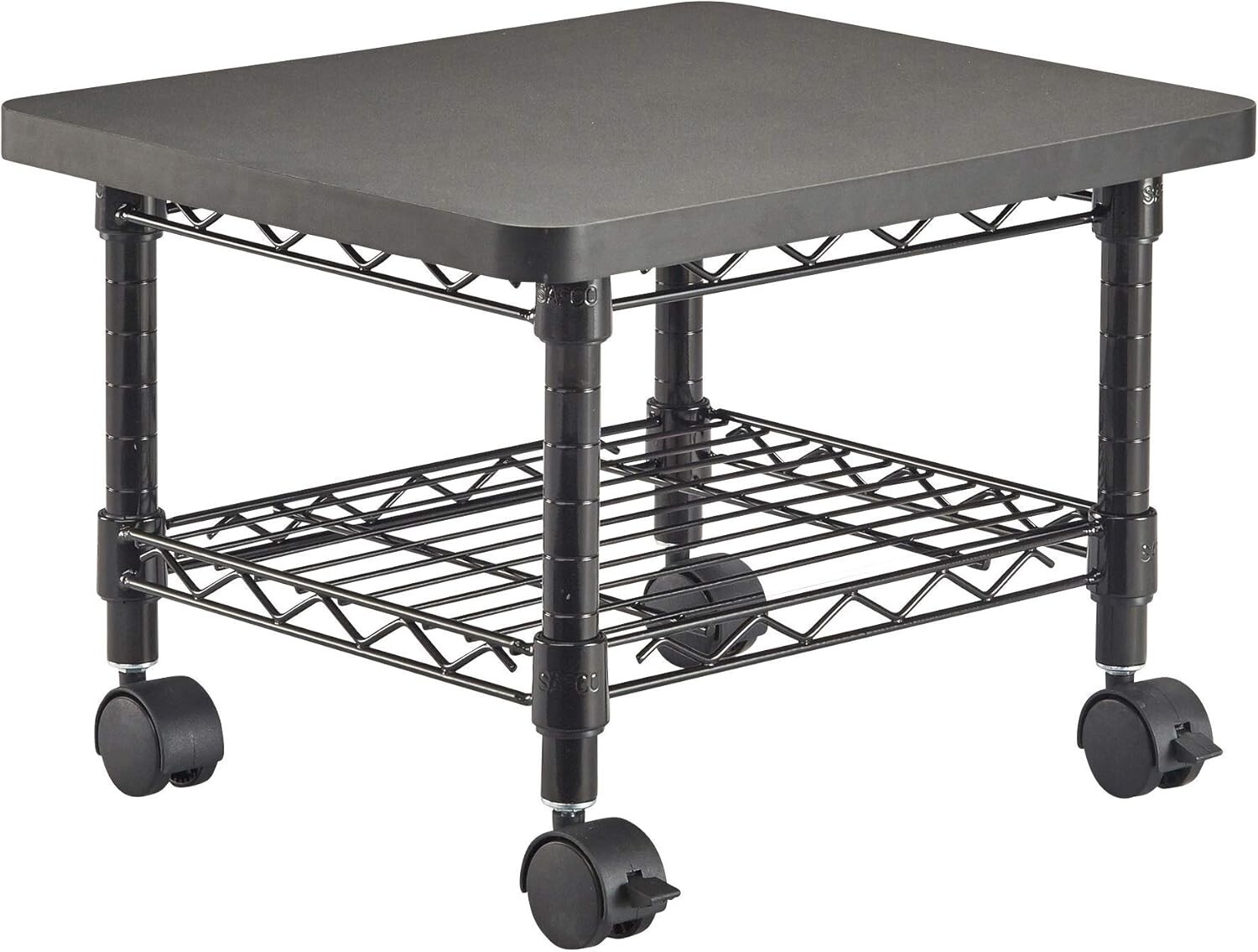 Safco Under-Desk Rolling Printer Stand - Steel Shelf - Black Powder Coat Finish gallery
