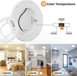 Flush Mount Ceiling Light Fixtures - 3000K-4000K-6500K & 100W Equivalent Flat Le gallery