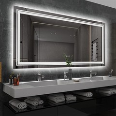 Large LED Bathroom Vanity Mirror Front & Backlight Anti-Fog Memory Dimmable