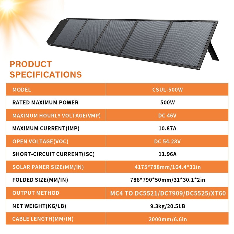 500W Foldable Portable Solar Panel for Power Station Charging Camping Mono Home gallery